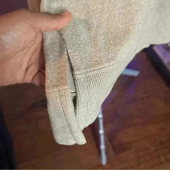 Small BE COOL Heathered V Neck Tan Sweater - Picture 10 of 10